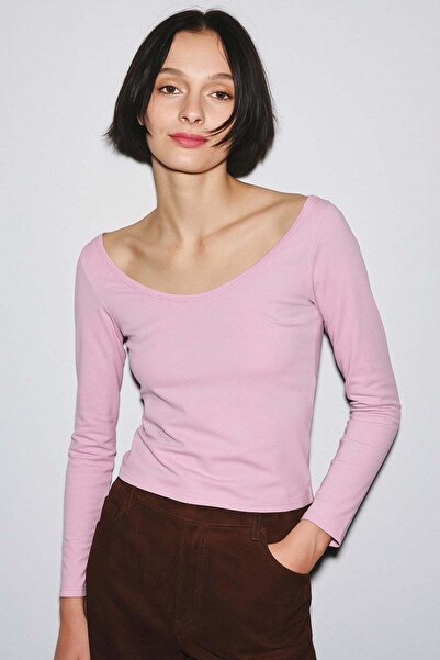 HAKKE Body-Hugging, Seam-Detailed, Pool-Neck, Stretchy Knitted Bluz