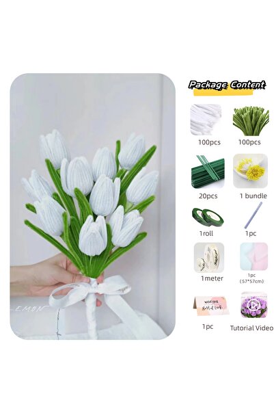 Choice3 White Tulip 200pcs Pipe Cleaners Craft Supplies with 20pcs Metal Rods...