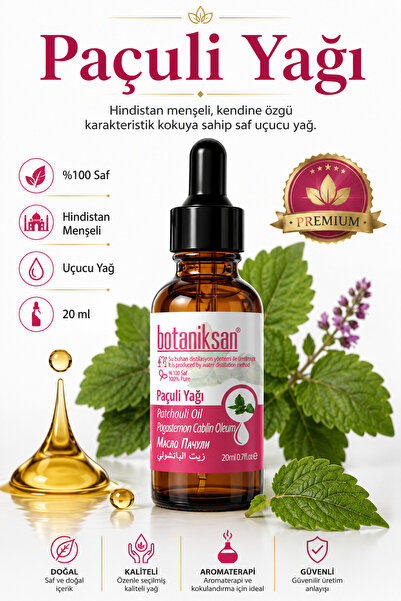 botaniksan 20 ml Patchouli Oil - Distillation, Pure and Natural Additive-Free