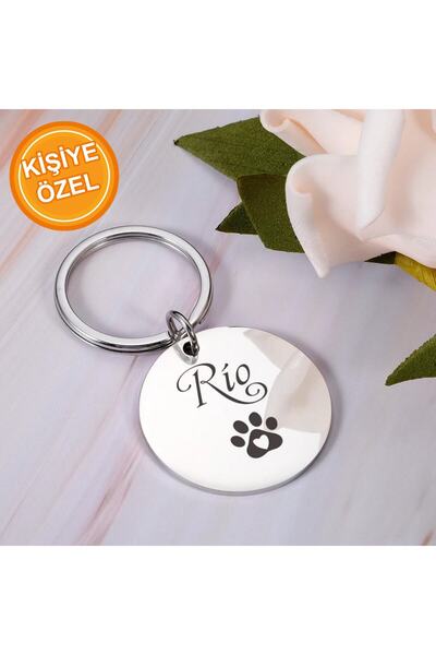 PATİMİO Isme Özel Çelik Kedi Köpek Isimlik Künyesi Silver