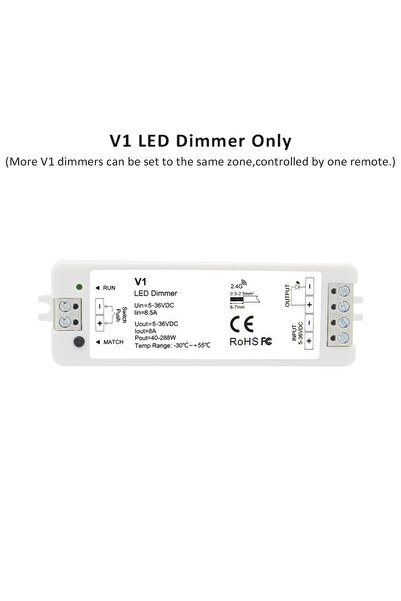 Choice V1 Dimmer Only V1 LED Dimmer 12V 24V 36V RT6 4 Zone Single Color LED S...