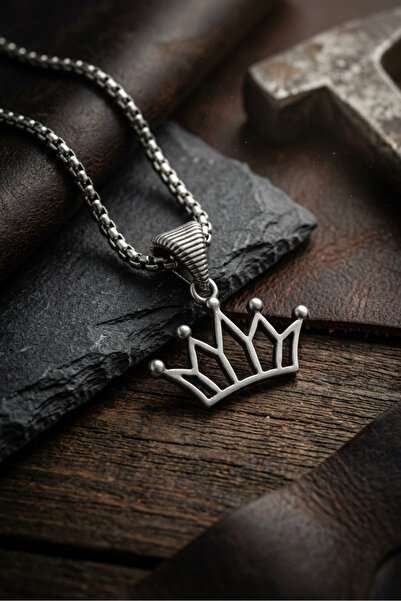 Begondio King Crown Handcrafted Stainless Steel Chain Men's Necklace