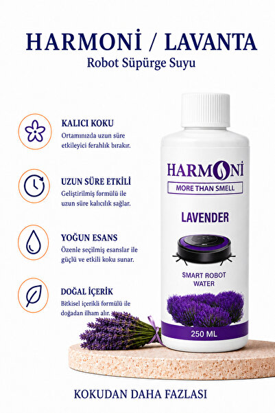 HARMONİ Lavanta Kokulu Akıllı Robot Süpürge Suyu, Mop Suyu Yüzey Temizleyici ...