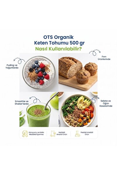 OTS Organik Keten Tohumu 500 gr. (Organik Sertifikalı, Pestisit Analizli)