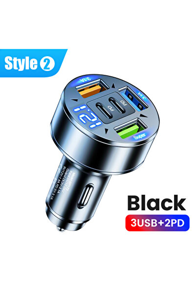 Choice1 Style B 100W 5 Ports USB C Car Charger Fast Charging 3USB 2PD Type C ...