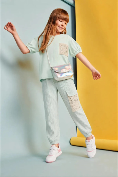 Minigimin Cicileri My Little One's Cicileri Pocket Knitted Lace Detailed Wait...
