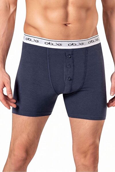OBJE Men's Smoked External Elastic Three-Button Boxer