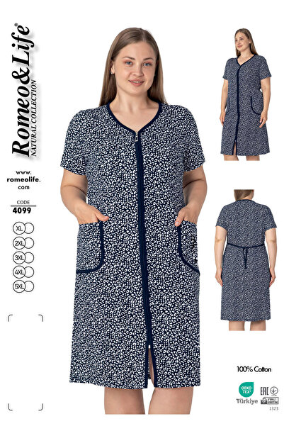 ROMEO LİFE Women's Plus Size 100% Cotton Combed Fabric Zippered Summer Dress ...
