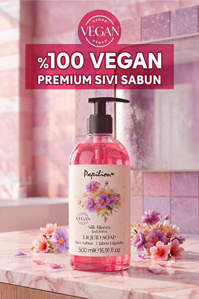 Papilion İpek Işıltısı Vegan Sıvı El Sabunu 500 ml Ferah Çiçek Kokulu Pompalı...