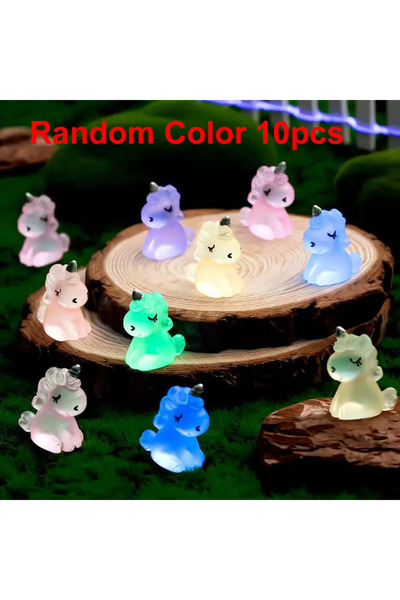 Choice 10pcs Random color 10/20pcs Luminous Mini Resin Unicorn Figurines Glow...