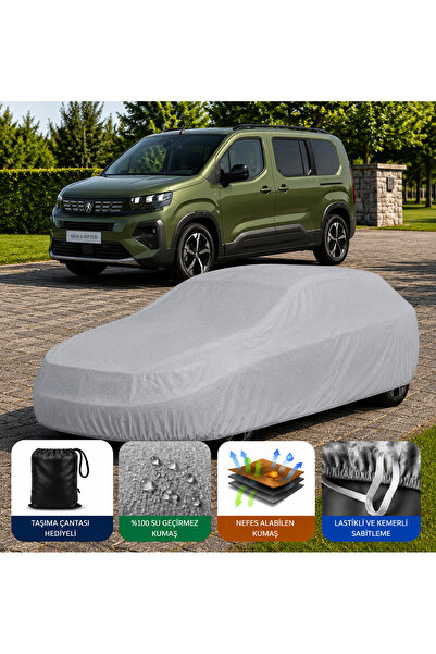 COCEM Peugeot Rifter Premium Araç Brandası Su Geçirmez UV Korumalı Gri Tam Ko...