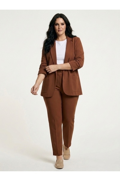 Hanezza YENİ !! SARAP RENGİ Kadın Blazer Ceket | Büyük Beden | Takım Elbise Uyumlu