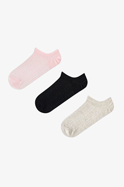 Penti 3 Pairs of Cotton Self-Patterned Sneaker Socks