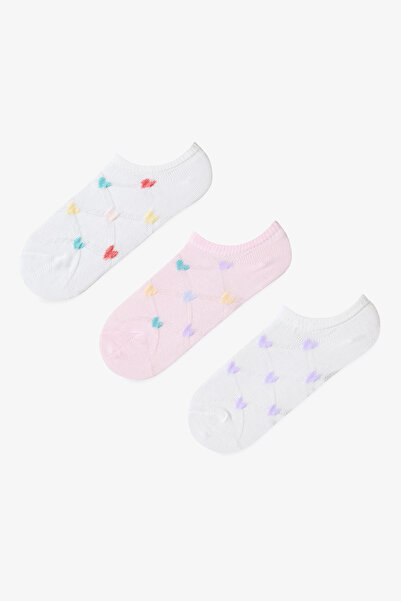 Penti Girl's Vibrant Heart Cotton 3 Pairs of Booties Socks