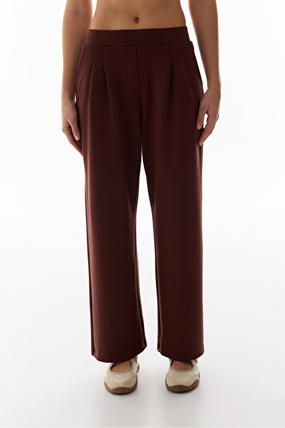 Penti Braune, hochtaillierte, plissierte Hose mit weitem Bein