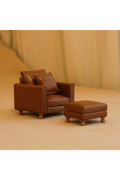 Choice Brown 1:12 Scale Miniature Simulation Furniture Brown Leather Single S...
