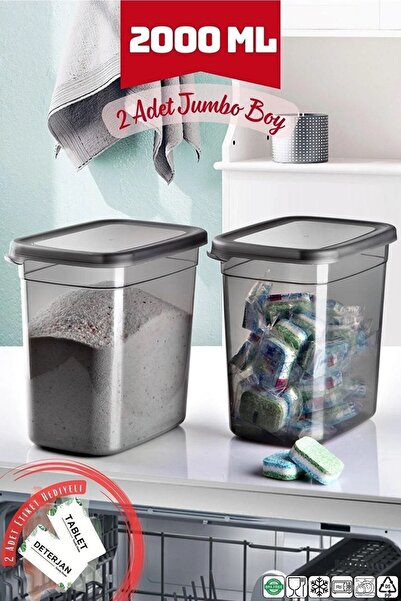 Open Home Concept 2000 Ml Jumbo Boy Tablet + Deterjan Saklama Kabı 2'li Set A...