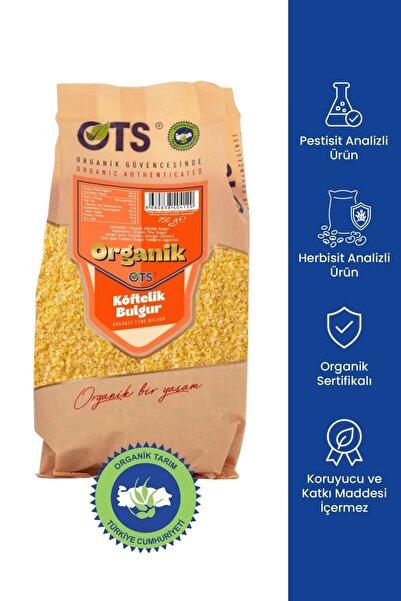 OTS Organik Köftelik Bulgur 750 gr (Organik Sertifikalı, Pestisit Analizli)