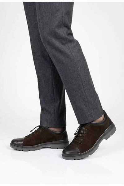 Budaks Men's Brown Genuine Leather Lace-Up Casual Shoes Non-Slip Sole Orthope...