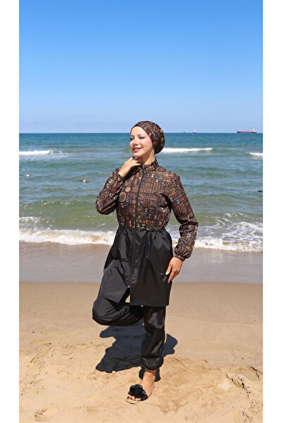 DLC Tekstil Tam kapalı mayo beli ayarlanabilir tesettür 3 lü set