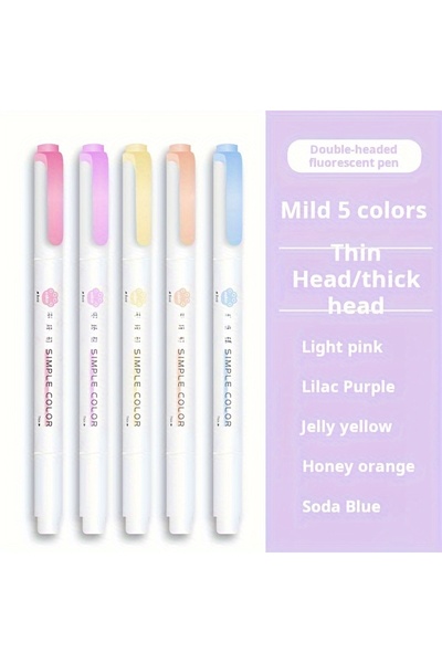 Choice3 Mild 5pcs Dual-Tip Highlighters, 20 Vibrant Colors - Quick-Dry, Soft ...