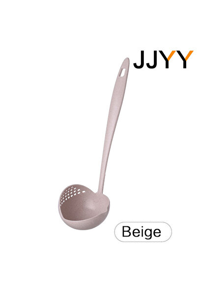 choice2 beige JJYY The 2 in 1 Kitchen Spoon Long Handle Plastic Colander Filt...