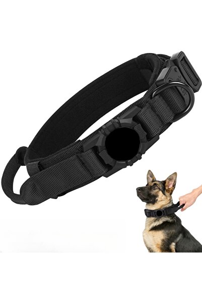 Choice XL Black Adjustable Nylon AirTag Holder Dog Collar  Metal Buckle Pet T...