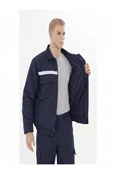 Secura İş Güvenliği 7*7 Gabardine Quilted Navy Blue Coat Navy Blue