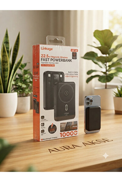 Linkage Aura Akse 22.5W / 15W Manyetik Kablosuz Hızlı Şarj Özellikli Taşınabi...