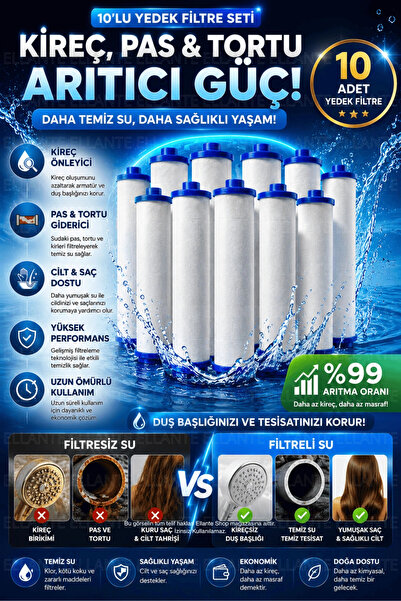ellante 10 ADET DUŞ BAŞLIĞI FİLTRESİ- KİREÇ PAS TORTU ENGELLEYİCİ FİLTRE