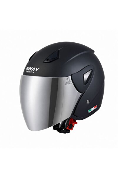 Sway 700 Matt Black Yarim Kask (GÜMÜŞ VIZÖR)
