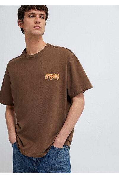 Mavi Printed Brown T-Shirt Loose Fit / Relaxed Comfortable Cut 0613655-70239