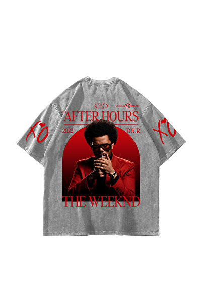 Sekizbiraltı تي شيرت The Weeknd After Hours أبيض كبير الحجم قابل للغسل