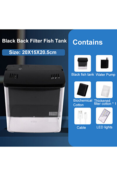 Choice 20X15X20.5CM Black Fish Tank Living Room Small mini Douyu Tank Househo...