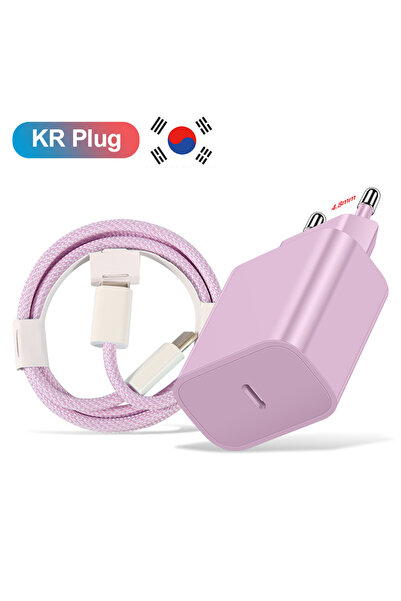Choice DX-KR Purple 20W PD Korean USB C Type C Charger For iPhone 15 Fast Cha...