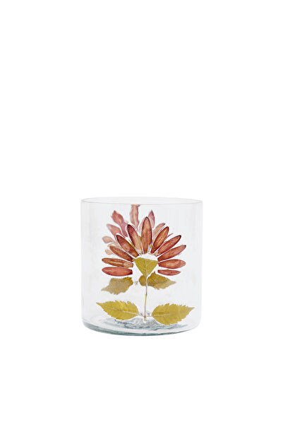 Yargıcı Kurutulmuş Çiçek Detaylı Cam Mumluk(10x10 Cm)