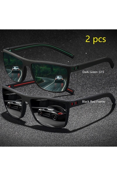 Choice9 DarkGreen-BlackRed 2PCS Fashion Vintage Check Pattern Sunglasses For ...