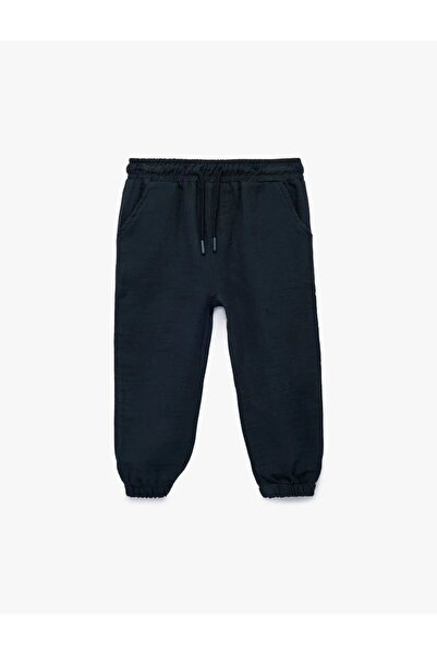 Koton Cotton Lace-Up Waist Muslin Fabric Basic Jogger Pants