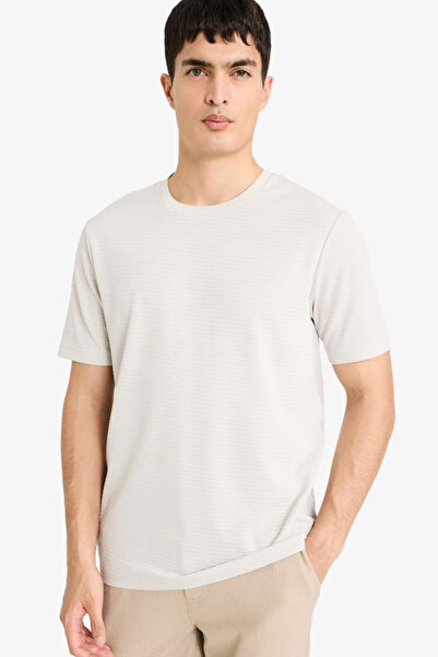 DeFacto Tricou de bază cu mânecă scurtă, croială slim, cu decolteu tip crew M...