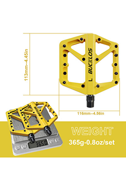 BUCKLOS Yellow Pedals DU Bearing Bicycle Pedal Platform Ultralight Nylon Road...