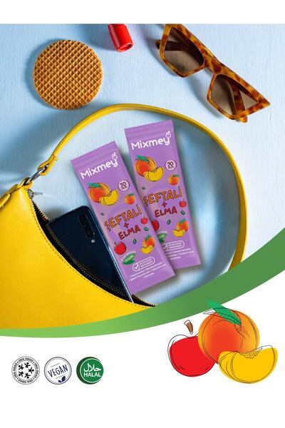 mixmey Şeftali Meyve Barı 288 Adet | Sağlıklı Atıştırmalıklar – Vegan, Glutensiz (20gr X 288 Adet)