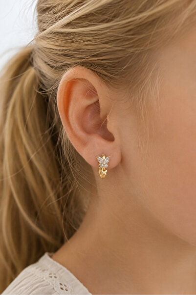 Bade Jewelry أقراط دائرية على شكل فراشة مزدوجة من xuping للأطفال/البالغين
