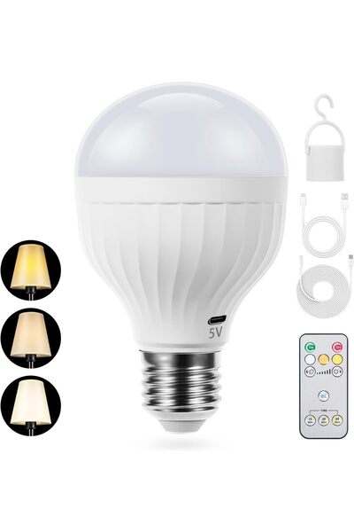 Choice 3 Color Temperatures USB Rechargeable Light Bulbs with Remote, Timer D...