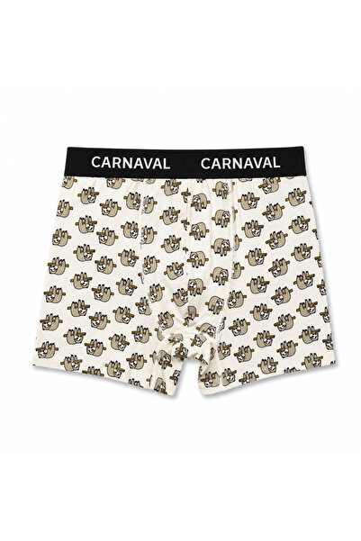 CARNAVAL SOCKS Carnaval Sloth Patterned Premium Cotton Men's Boxer - Cream Co...