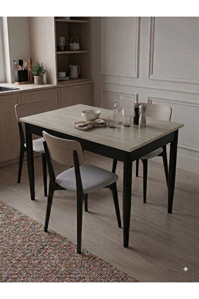 aysmo 60 x 90 Traverten Siyah Küçük Dikdörtgen Mutfak Masası Yemek Masası Çal...