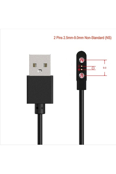 Choice15 Black(2.5mm-9mm NS) Smart Watch Magnetic USB Dock Charger 2pin 4pin ...
