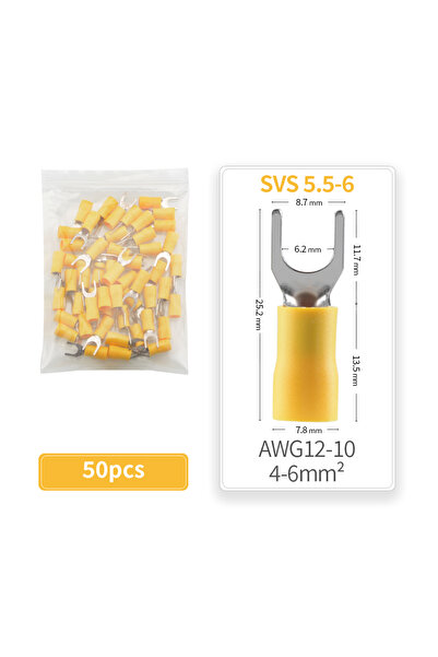 Choice3 SV5.5-6 50PCS Fork Crimp Terminal Electrical Wire Connectors Spade Lu...