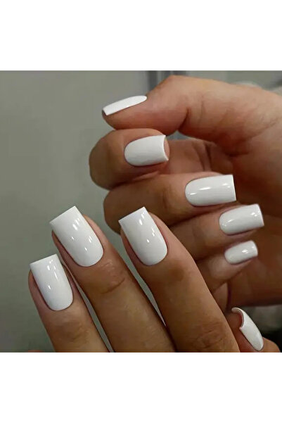 Choice أظافر صناعية بيضاء متوسطة مربعة الشكل من WHITE ARTAUG، 24 قطعة، أظافر ...