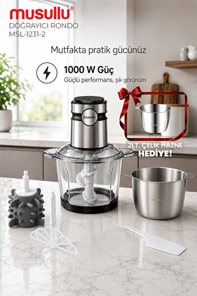 Musullu MSL-1231-2 Meat Max 2+2 Litre Geniş Hazneli Doğrayıcı Rondo - Çırpma ...