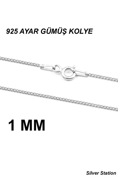 Silver Station 925 Ayar Gümüş Kolye - 1Mm Kalınlık Zincir Kolye 40-45-50-55-6...